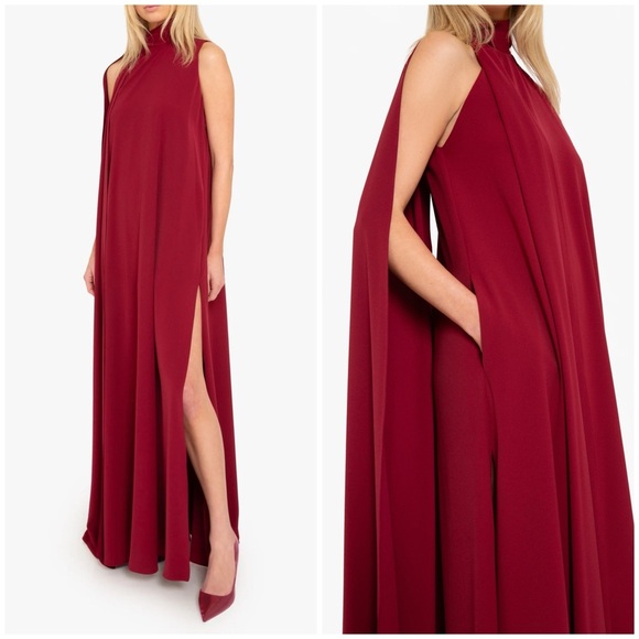 NWT EVE Black Halo Henna Sleeveless Gown Crimson Red Sz S - Picture 2 of 14